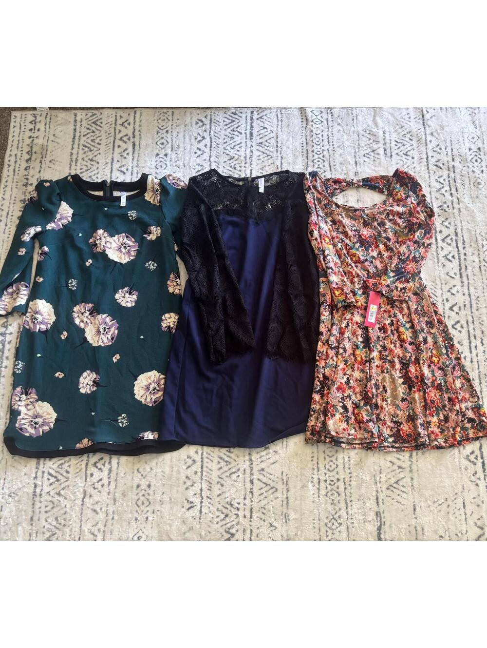 Xhilaration 3-Piece Dress Lot Floral Lace Mix, Petite Small